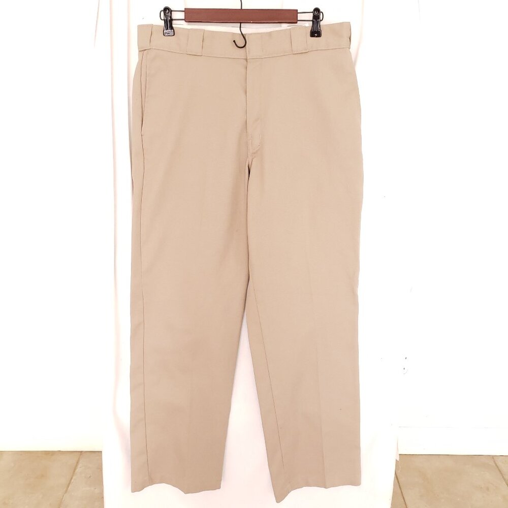 Dickies 874 Original Fit Flex Khaki Beige Straight Pants Size 34x32